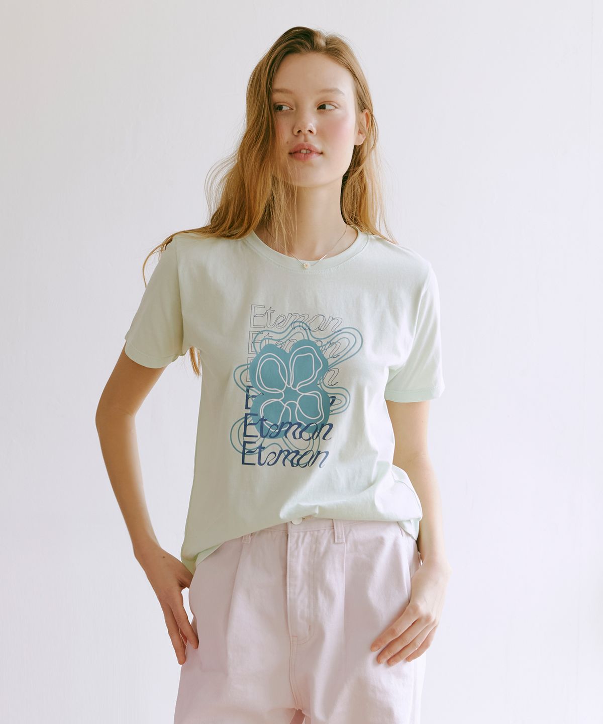 에트몽(ETMON) Marble Flower T-shirt  Mint