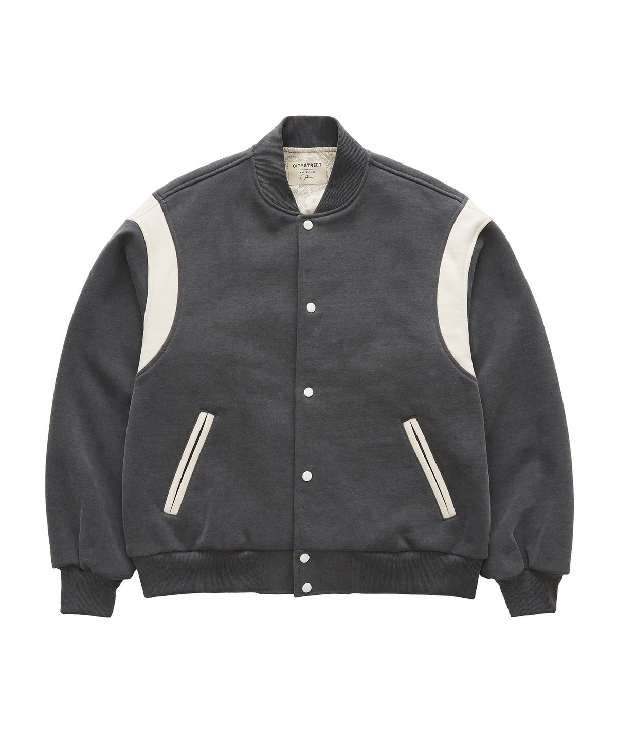 시티스트리트(CITY STREET) VINTAGE HEAVY COTTON VARSITY JACKET - GRAY