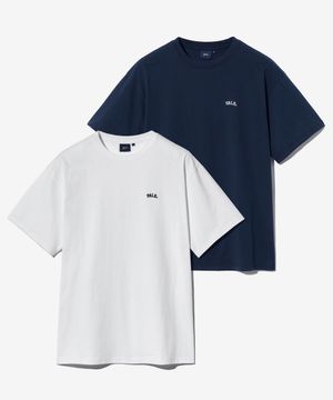 [16수 코마사] 2PACK 스몰아치 반팔티셔츠 화이트/네이비