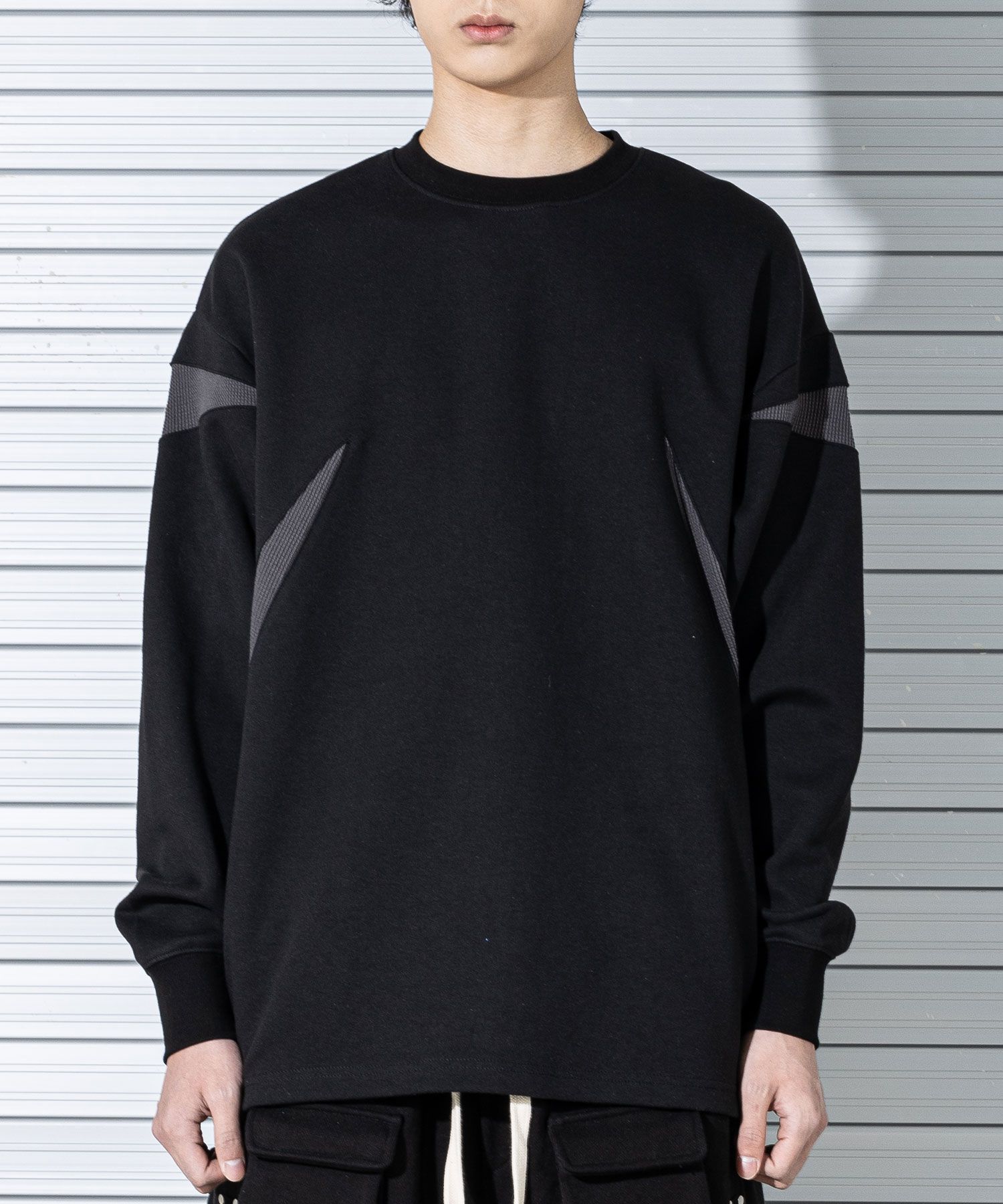 【massnoun】22SS★ THORN WAFFLE LONG SLEEVES MUSINSA | MASSNOUN Thorn Waffle Long T-Shirt MSTLS001-BK