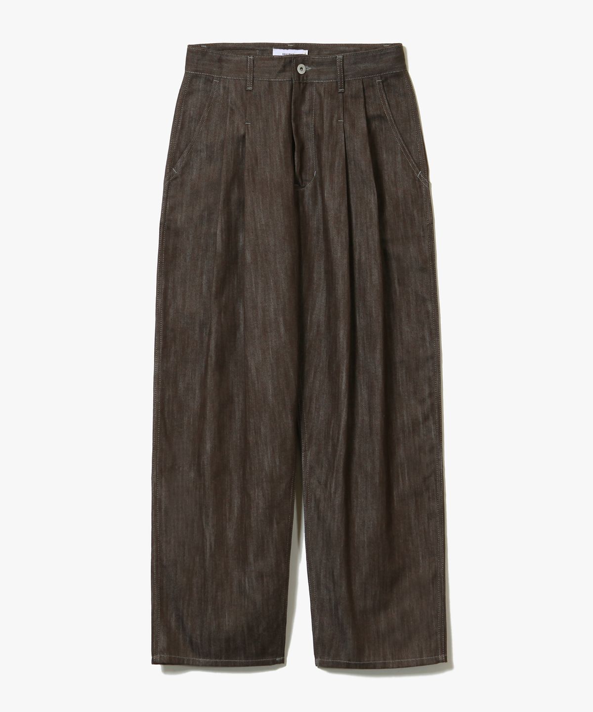 제로(XERO) Clean Denim Deep Two Tuck Vertical Pants [Brown]