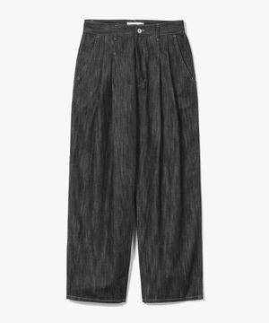 Clean Denim Deep Two Tuck Vertical Pants [Black]