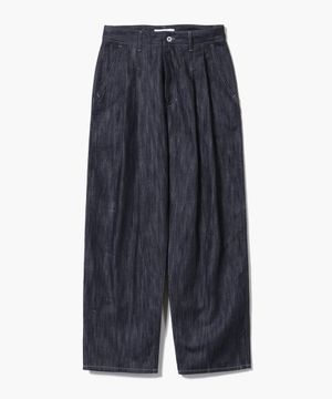 Clean Denim Deep Two Tuck Vertical Pants [Indigo]