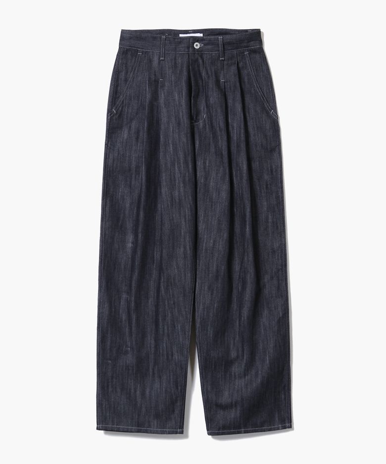 Clean Denim Deep Two Tuck Vertical Pants [Indigo]