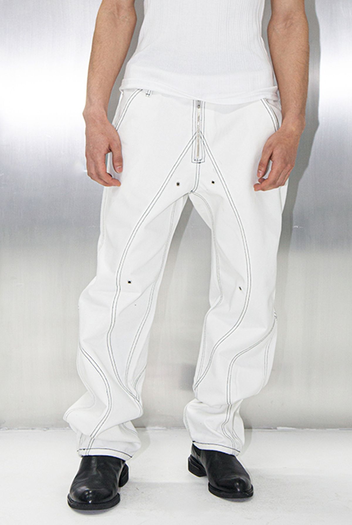 51퍼센트(51PERCENT) TUNNEL LINING TROUSER (DENIM) - WHITE