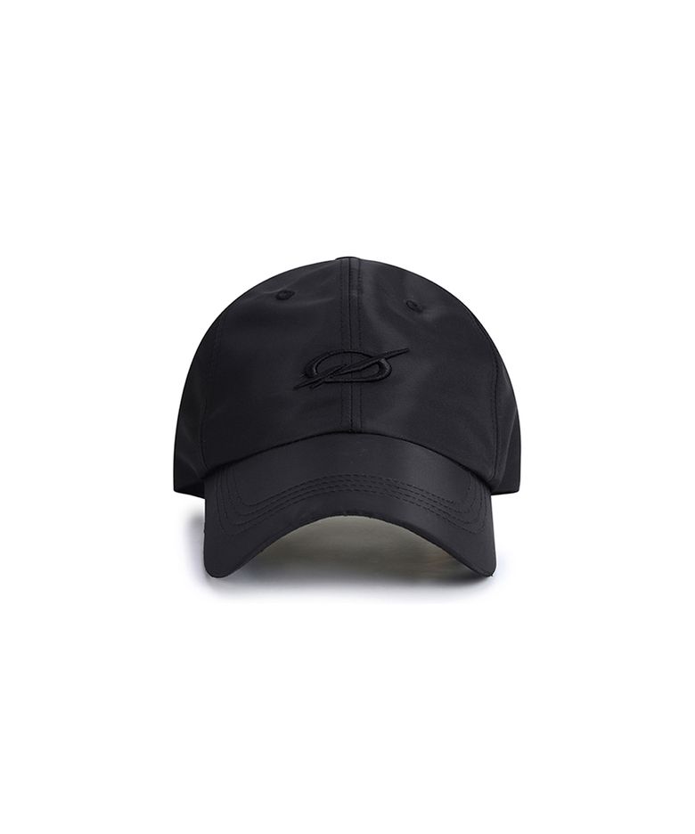SHINY LOGO EMBROIDERY CAP - BLACK