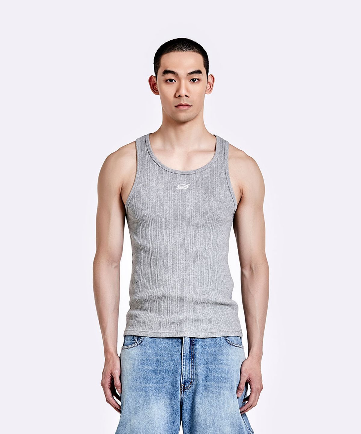 51퍼센트(51PERCENT) Irregular Logo embroidery Logo Sleeveless - GREY