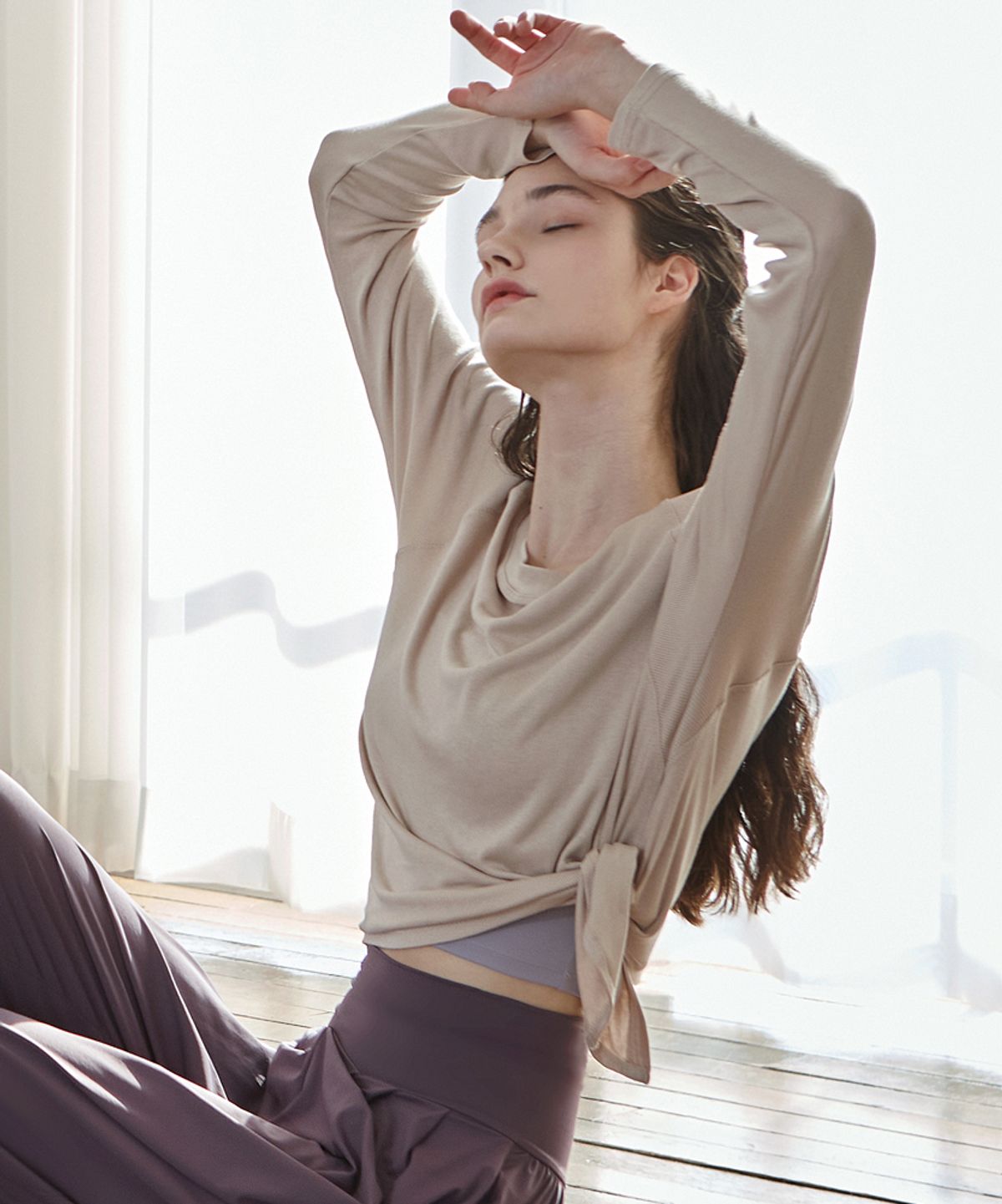 데비웨어(DEVIWEAR) 소프트 보트넥 슬릿 커버업 DEVI-T0079-오트밀