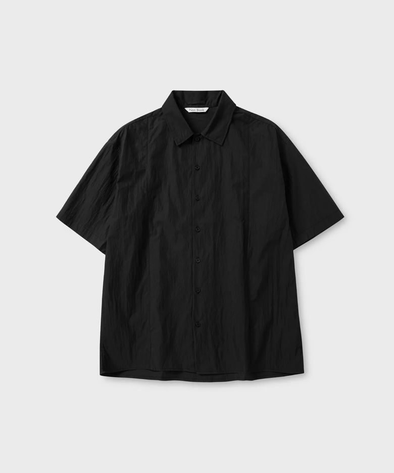 네츄럴 링클 하프 슬리브 셔츠_BLACK