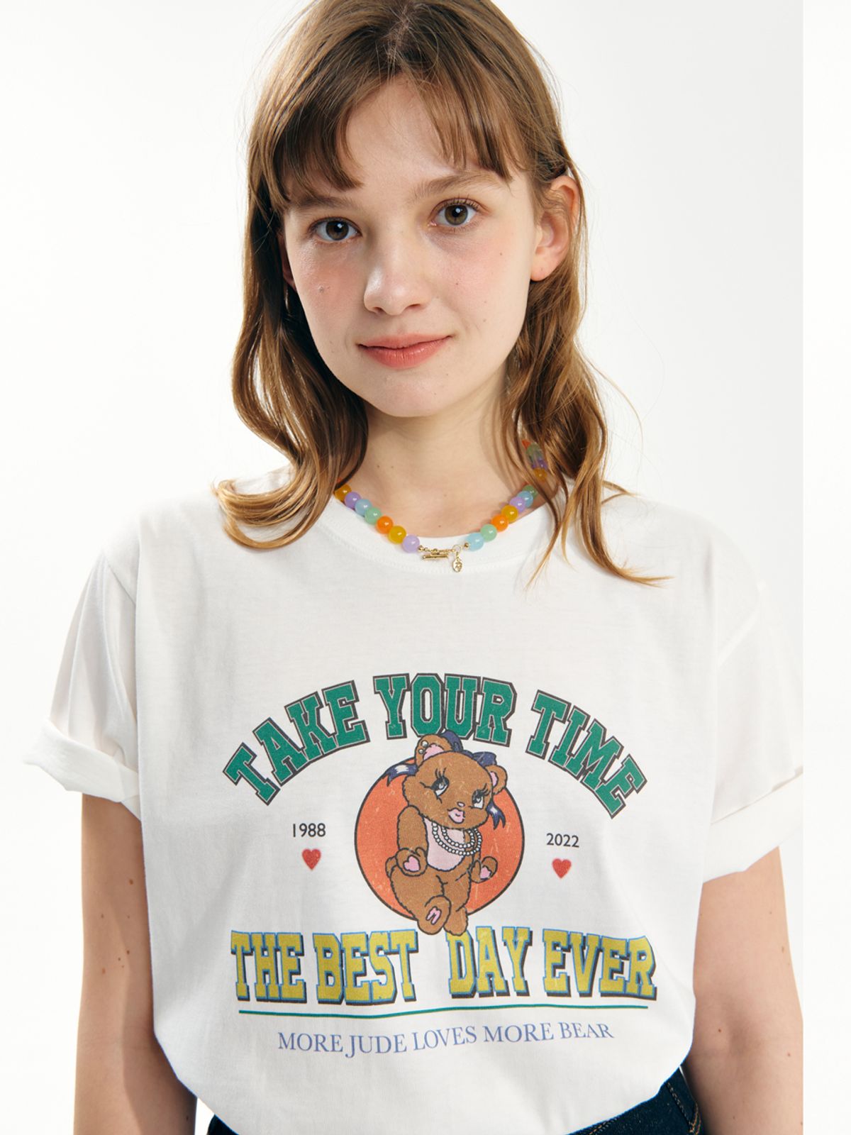 모어쥬드(MOREJUDE) Thick morebear T-shirt white