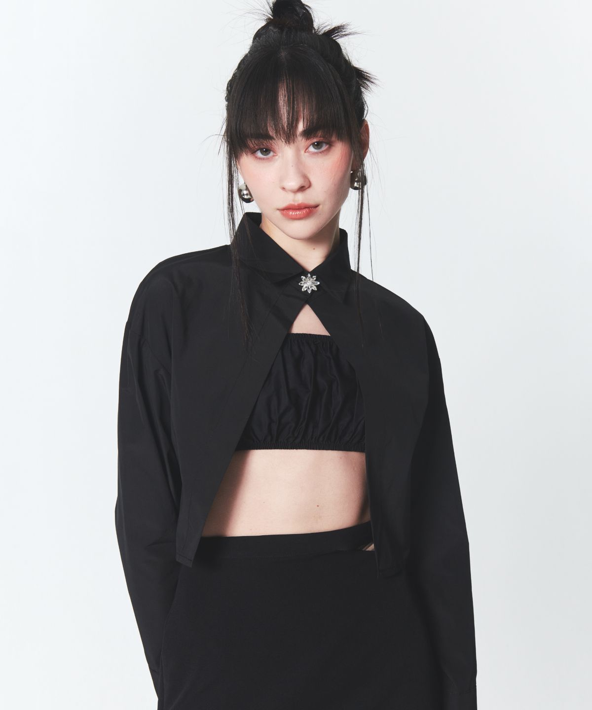 인프랩(INPREP) Crystal Single Button Shirt Black