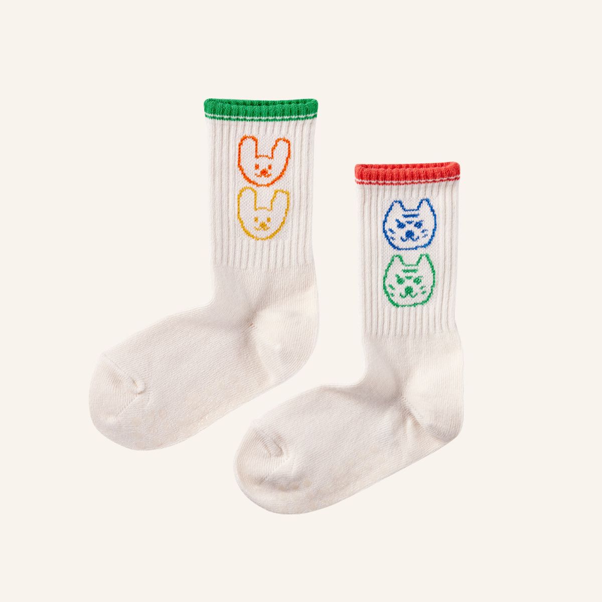 꼬까참새(KOKACHARM) 앵클 토끼호랑이 양말 2팩