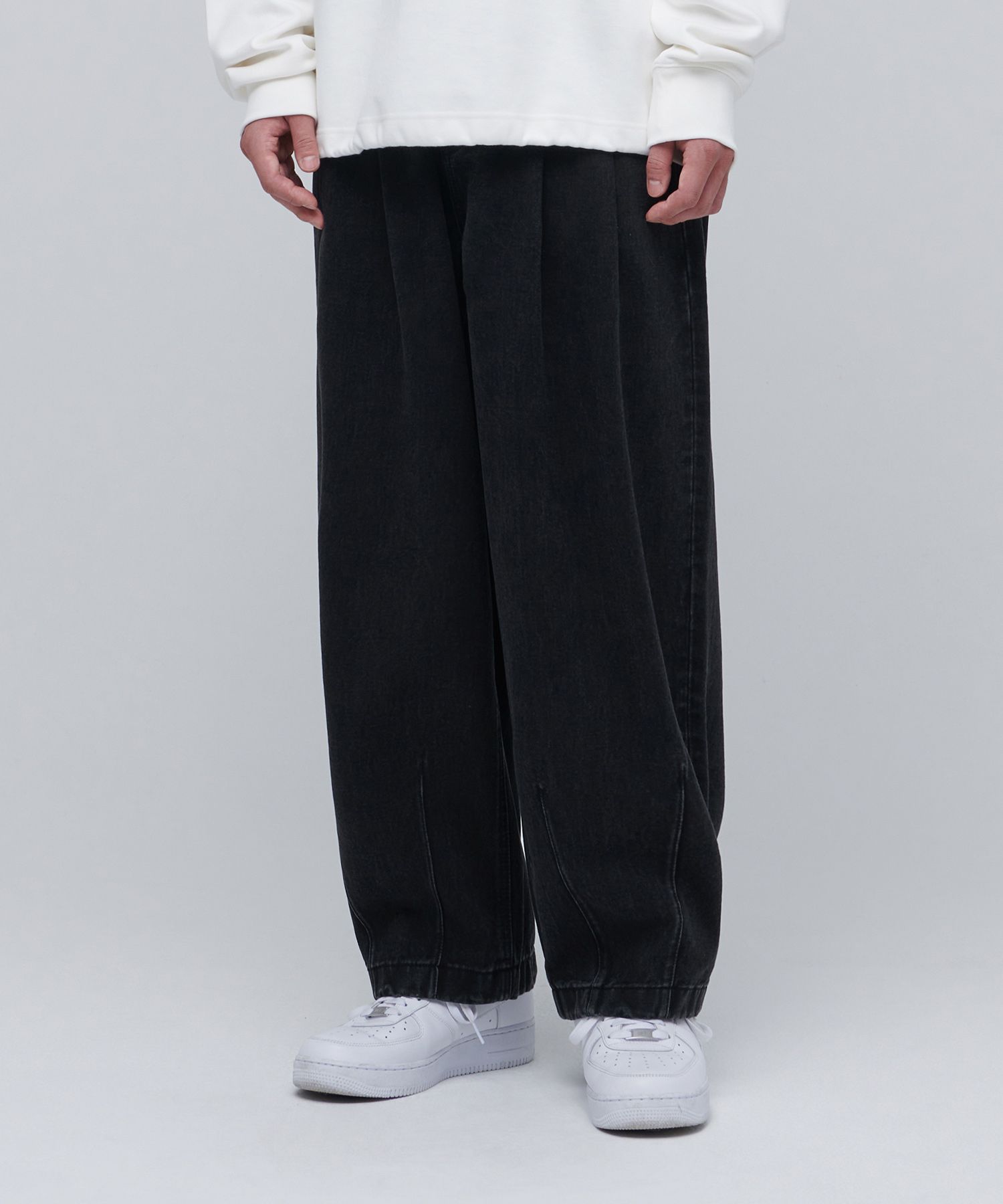 ★MUSINSA STANDARD★ Denim Wide Balloon Pants Washed Black M MUSINSA | MUSINSA STANDARD Twisted Semi Balloon Denim Pants