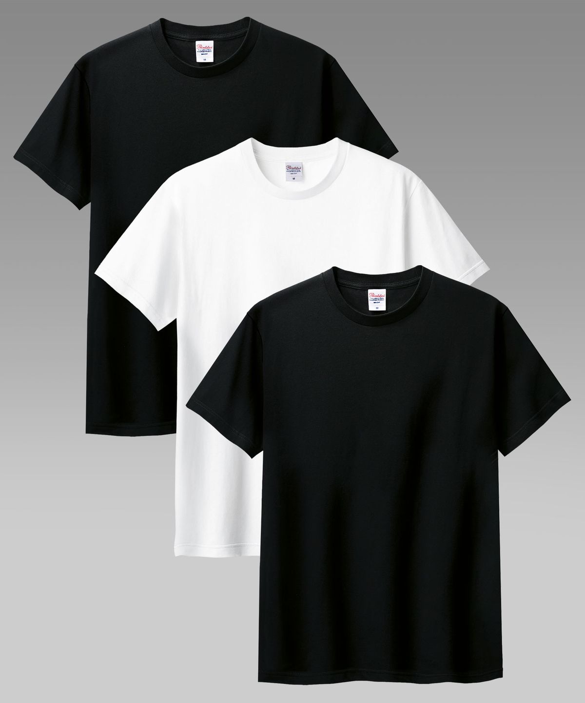 프린트스타(PRINTSTAR) [3PACK] 7.4oz 헤비 웨이트 라운드 오버핏 무지 반팔티 화이트/블랙