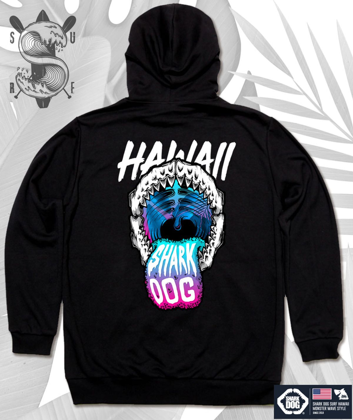 돌돌(DOLDOL) SHARK-DOG-HOODY-119 샤크독 서핑 하와이 캐릭터 그래픽 후드티 후디