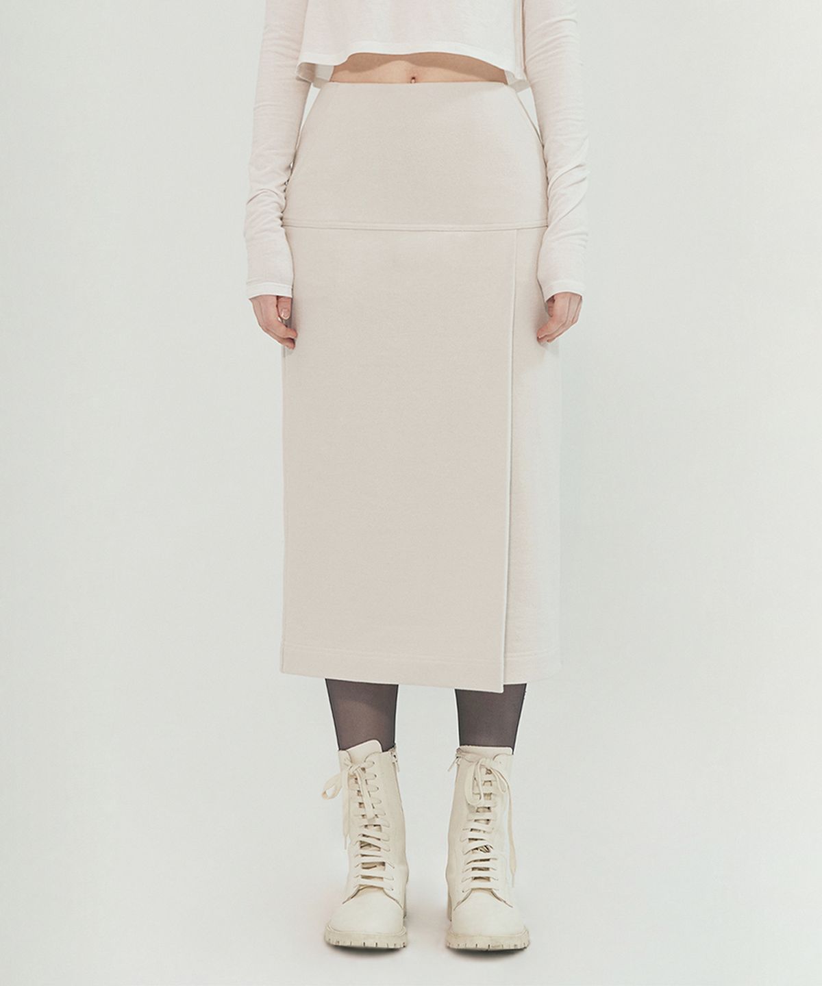 모노포비아(MONOPHOBIA) SKIRT IN CLASSIC COTTON JERSEY IVORY