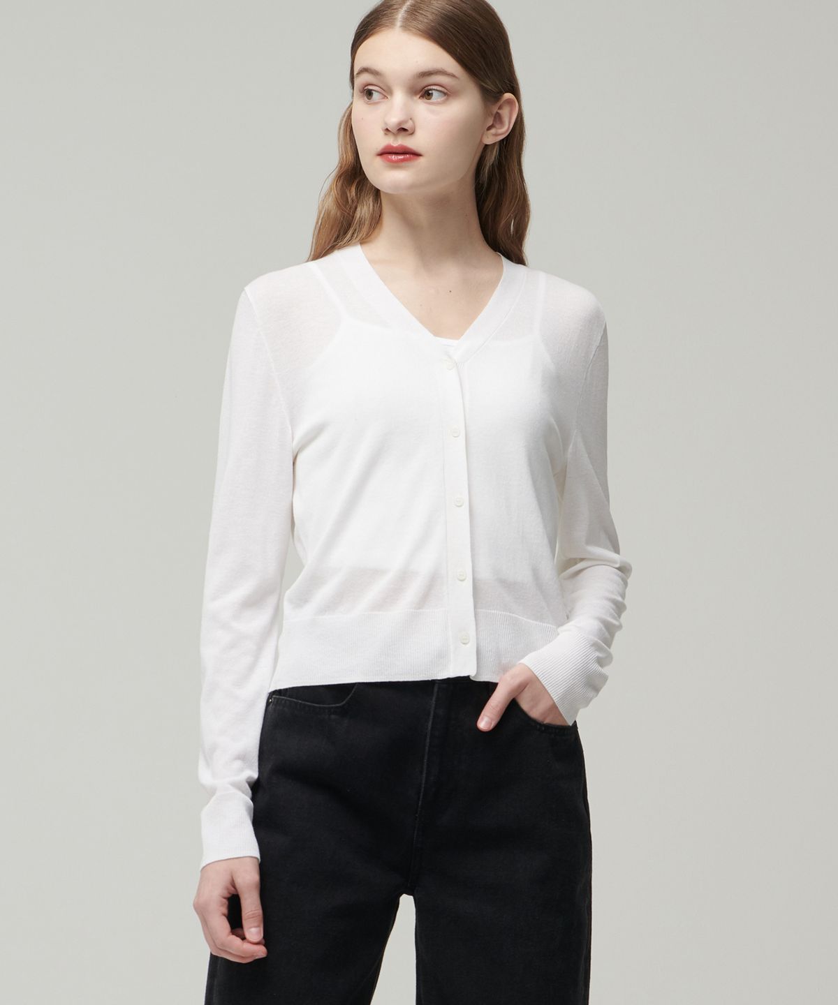 무신사 스탠다드 우먼(MUSINSA STANDARD WOMAN) 우먼즈 린넨 블렌드 가디건 [아이보리]
