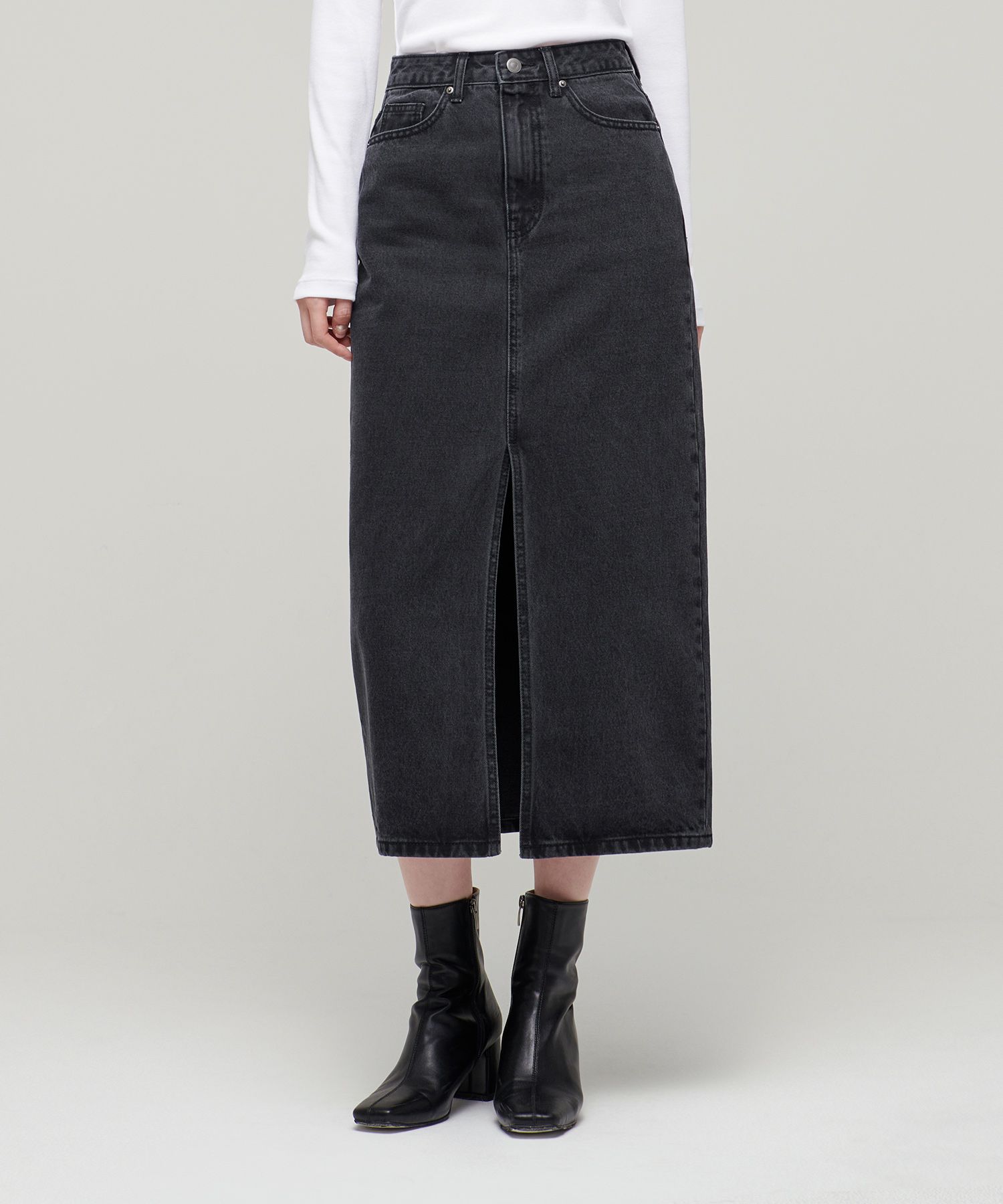 スカート musinsastandardwoman Women's Front Slit Denim Long Skirt Lig Amazon.com: lisenraIn Women Long Denim Skirt Front Slit Maxi