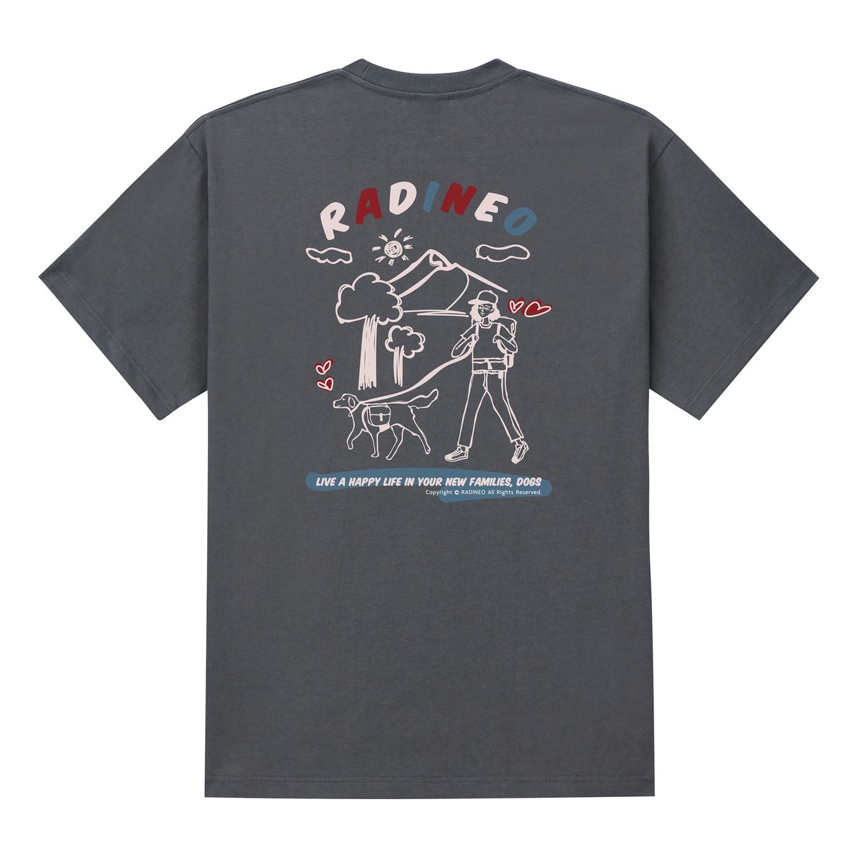 라디네오(RADINEO) 패밀리 도그 그레이 반팔 티셔츠