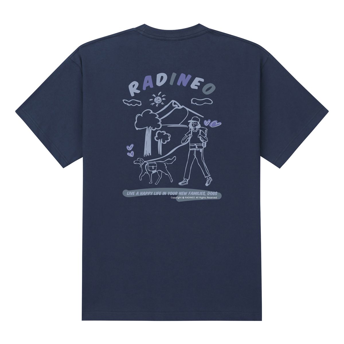 라디네오(RADINEO) 패밀리 도그 네이비 반팔 티셔츠
