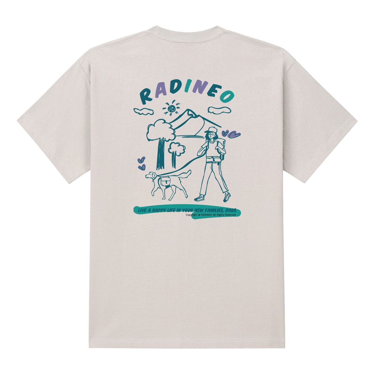 라디네오(RADINEO) 패밀리 도그 베이지 반팔 티셔츠