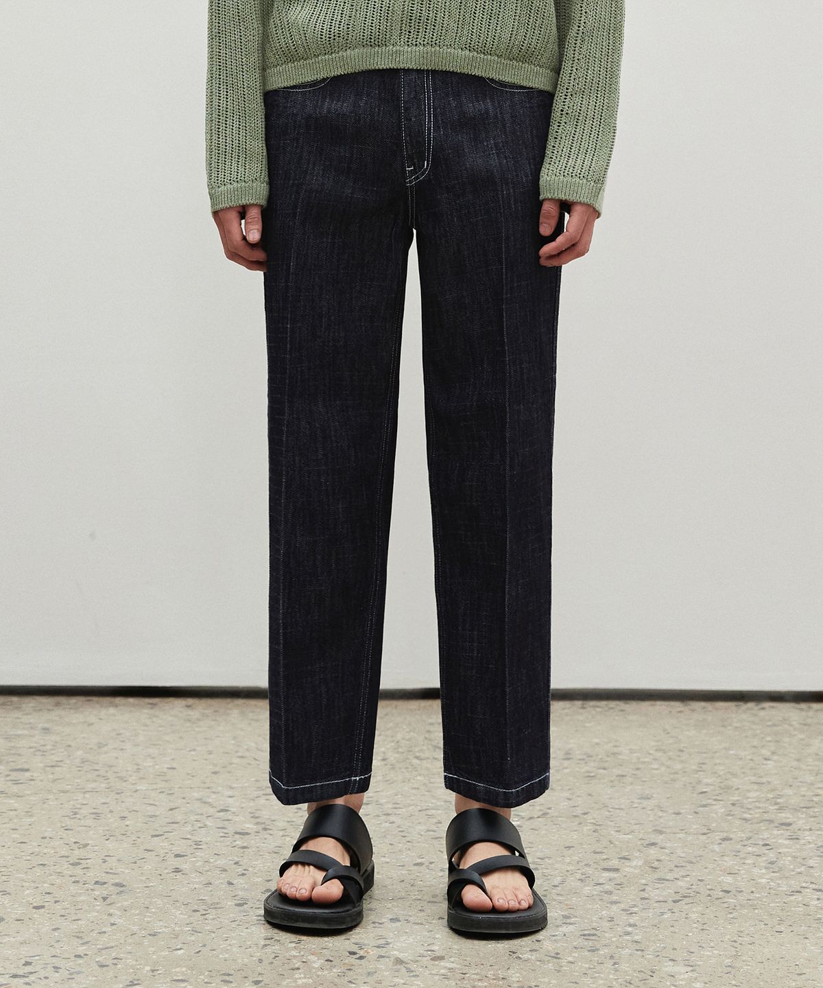 데케트(DECET) [여름원단]Cropped Tapered Jeans DCPT004IndigoBlue