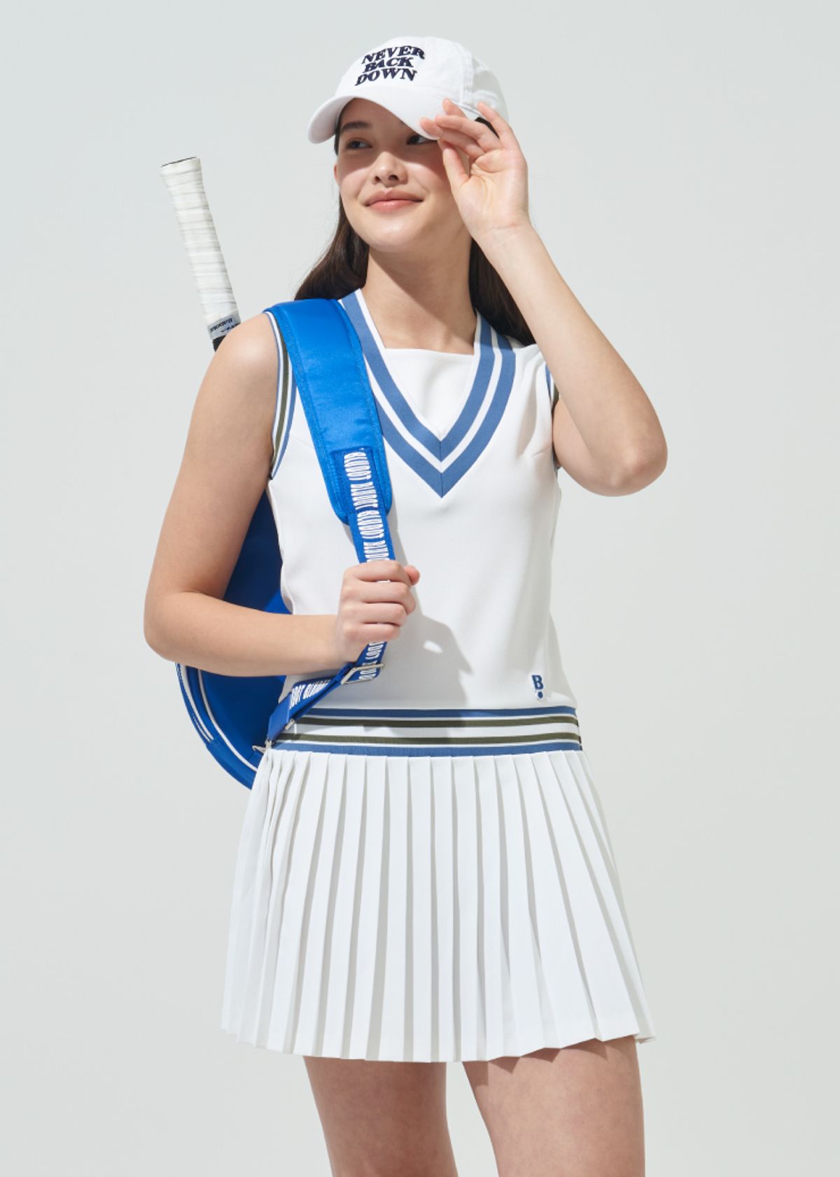 블루닷(BLUDOT) 브이넥 슬리브리스 원피스_WH
