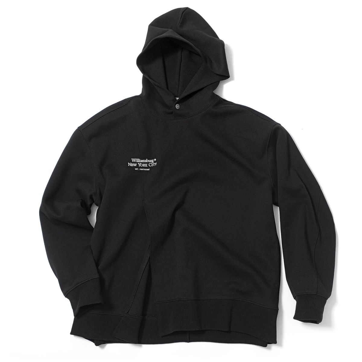 윌리엄스버그 뉴욕시티(WILLIAMSBURG NEWYORK CITY) [Essential] Classic Logo Cutting Hoodie_Black
