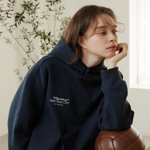 [Essential] Classic Logo Cutting Hoodie_Navy
