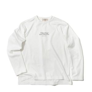 [Essential] Classic Logo Unbalance Round T_White