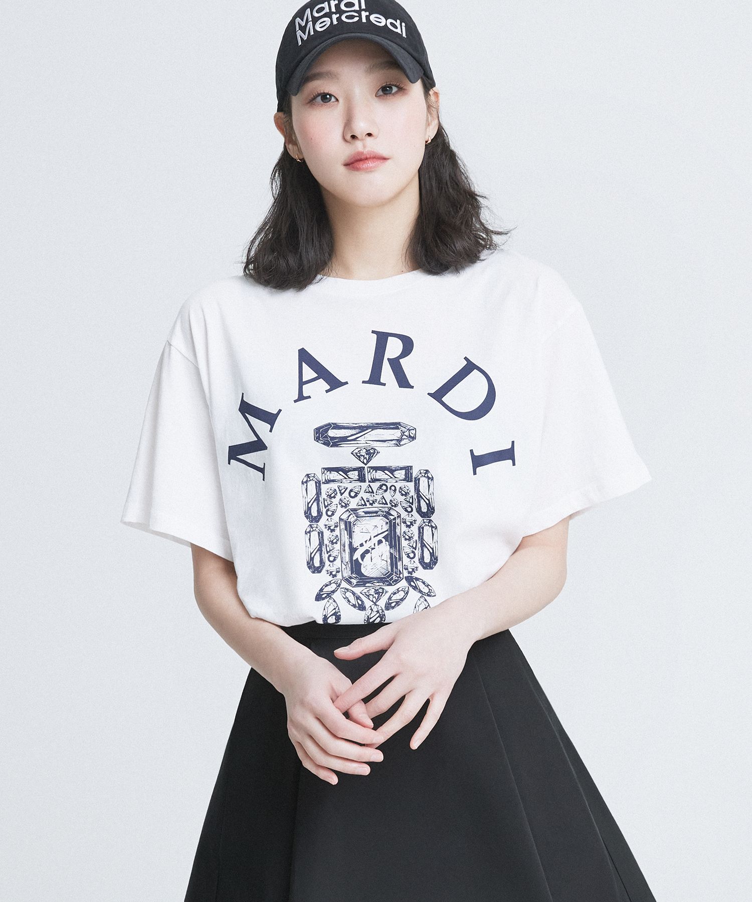 ル 年末のプロモーション TSHIRT MERCREDI MARDI | MUSINSA BIJOU NAVY MARDI_IVORY Tシャツ(半袖/袖なし)