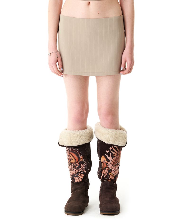 Stripe Low-rise Mini Skirt Beige