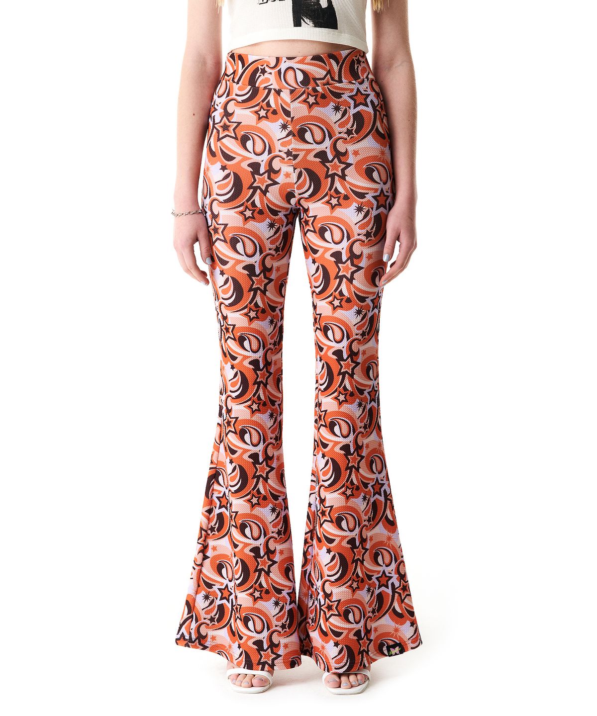 배디(BADEE) Milky Way Printed Bootscut Pants Orange