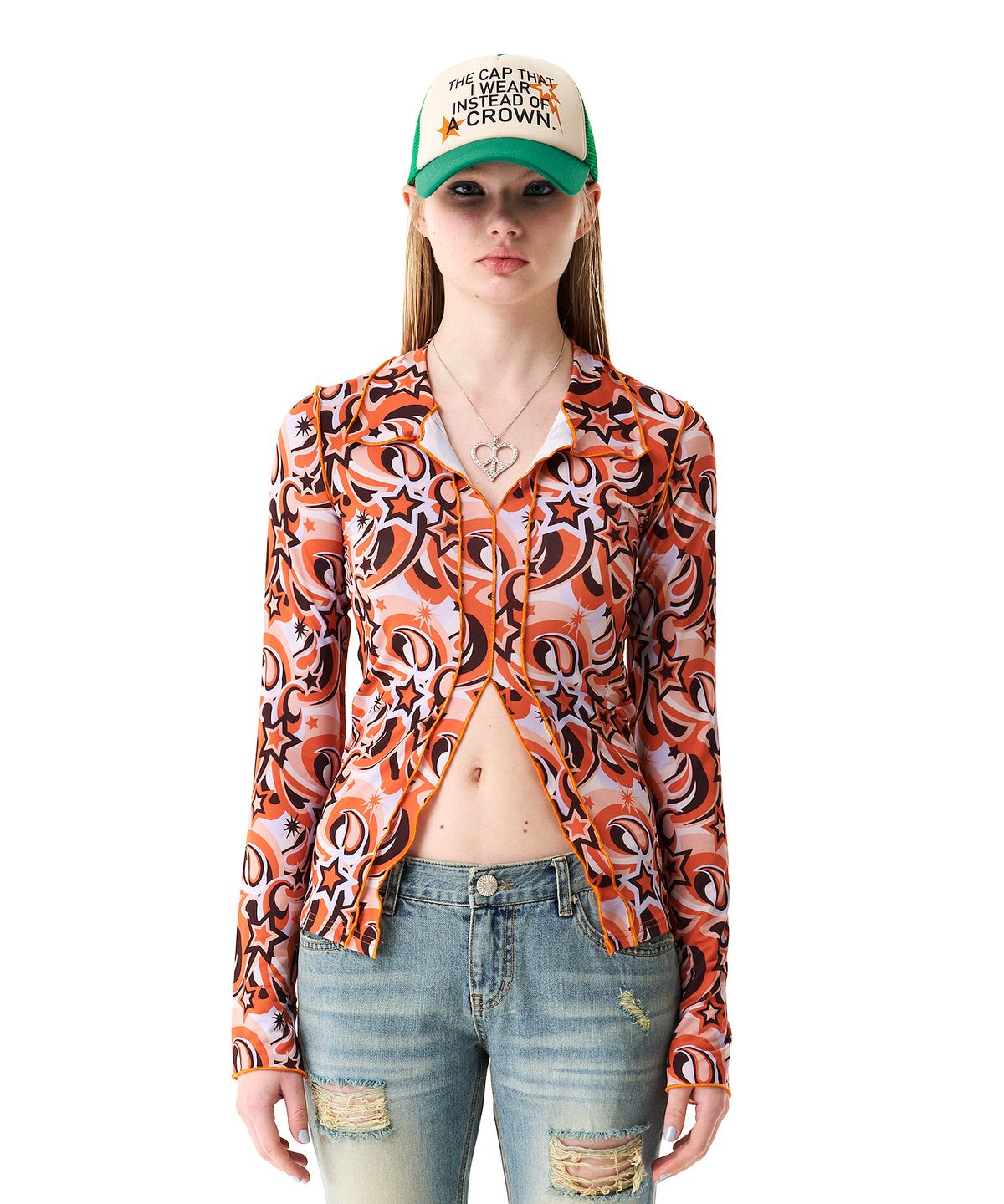 배디(BADEE) Milky Way Printed Shirt Orange