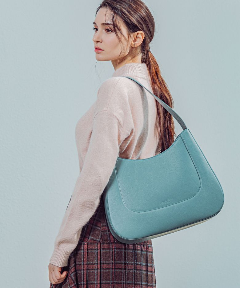 말리 비건 한지 가죽 호보 백 (블루)