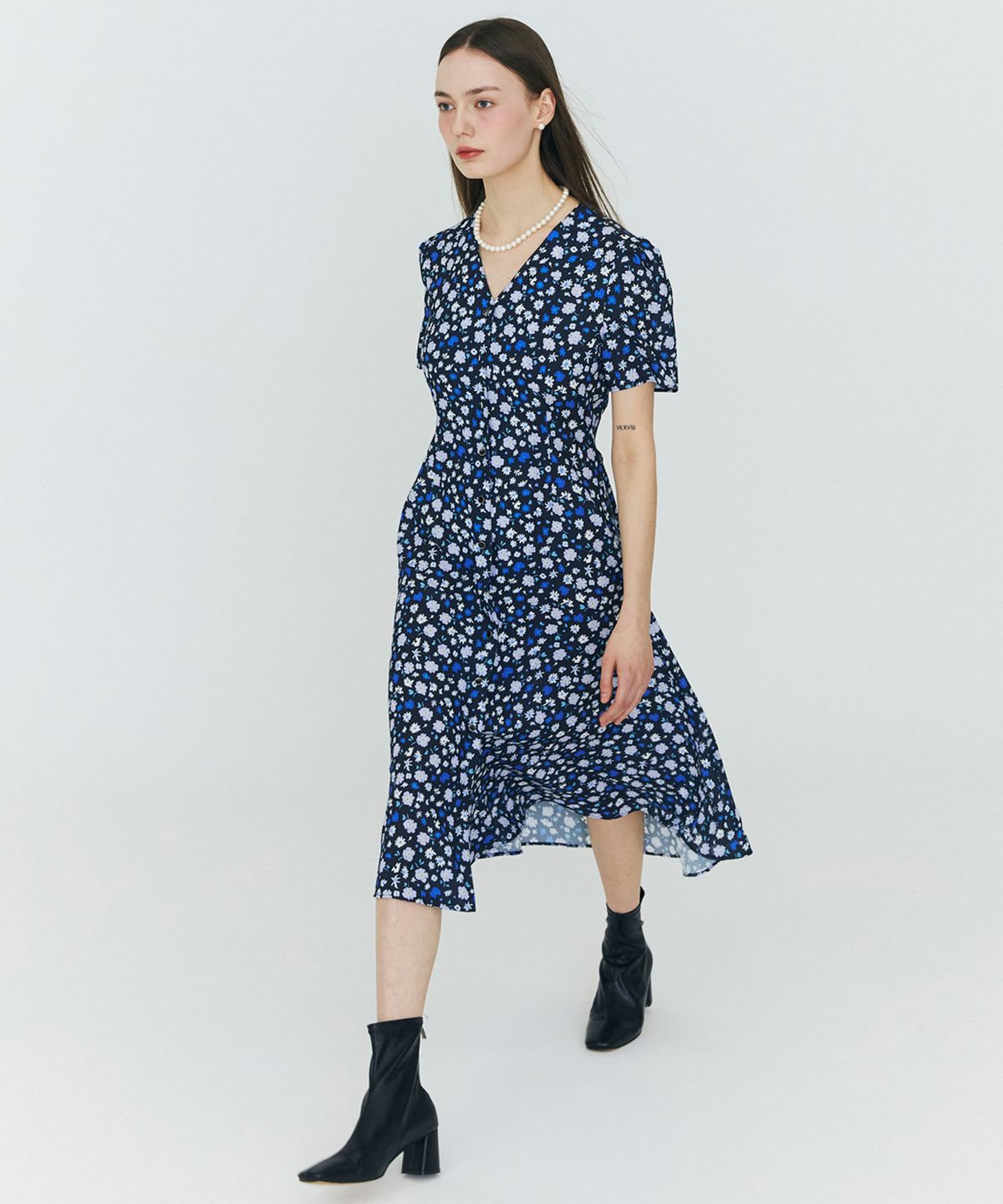 마조팩토리(MAJO FACTORY) Floral 2way Dress [Navy]