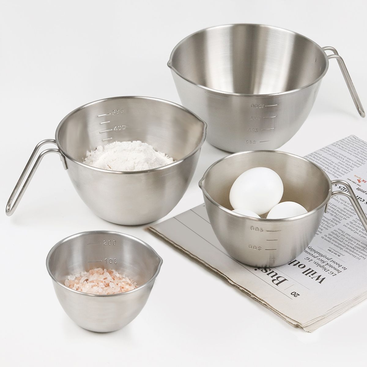 리본제이(REBORN.J) 304 스텐 믹싱 계량컵 4종세트 (250ml/500ml/750ml/1200ml)
