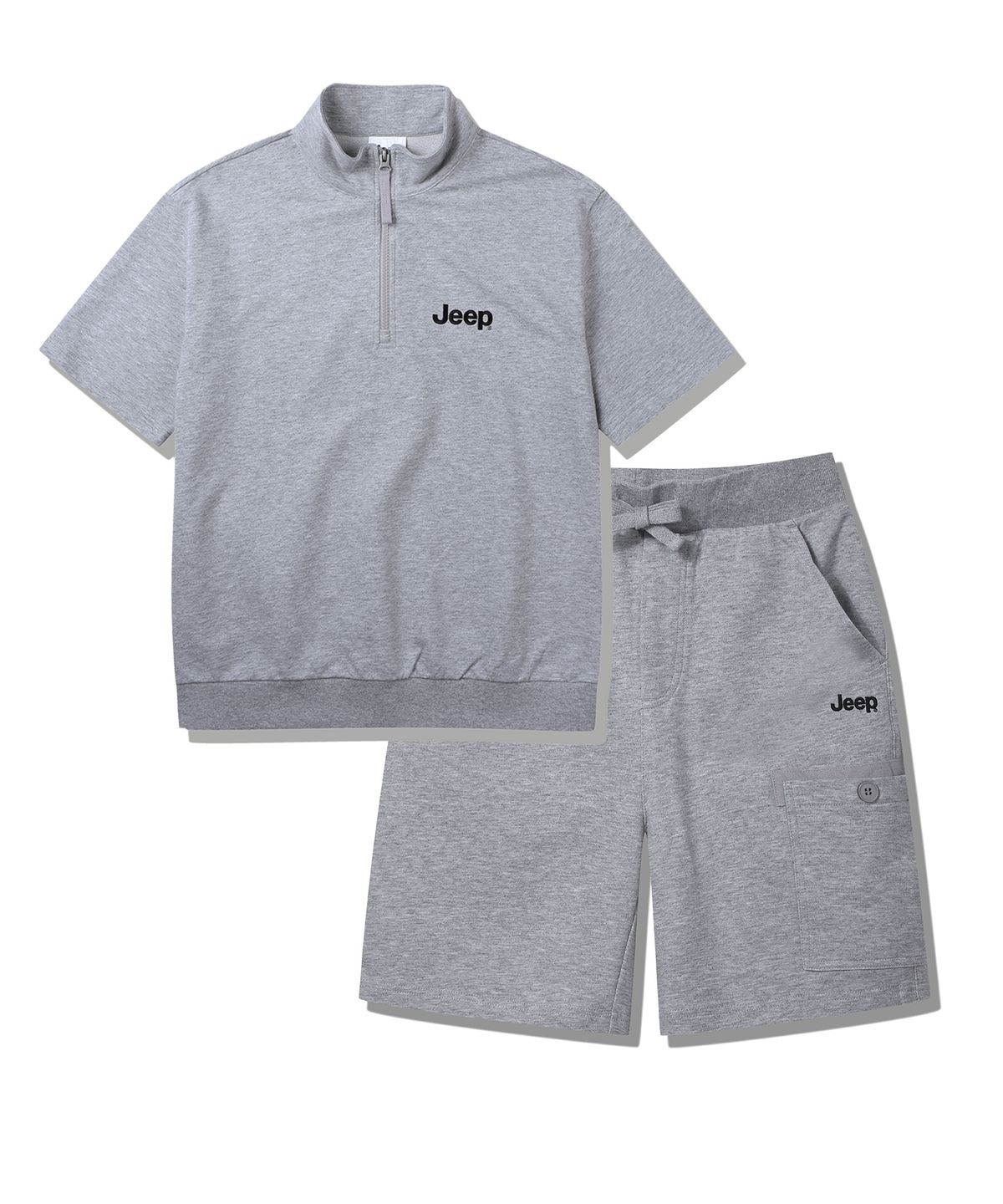 지프(JEEP) [SET]M-logo 반팔 집업 & 반바지 셋업 (JP5TSU170MG)