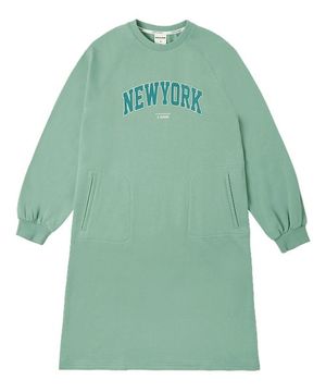 루즈 핏 뉴욕 포켓 원피스 민트