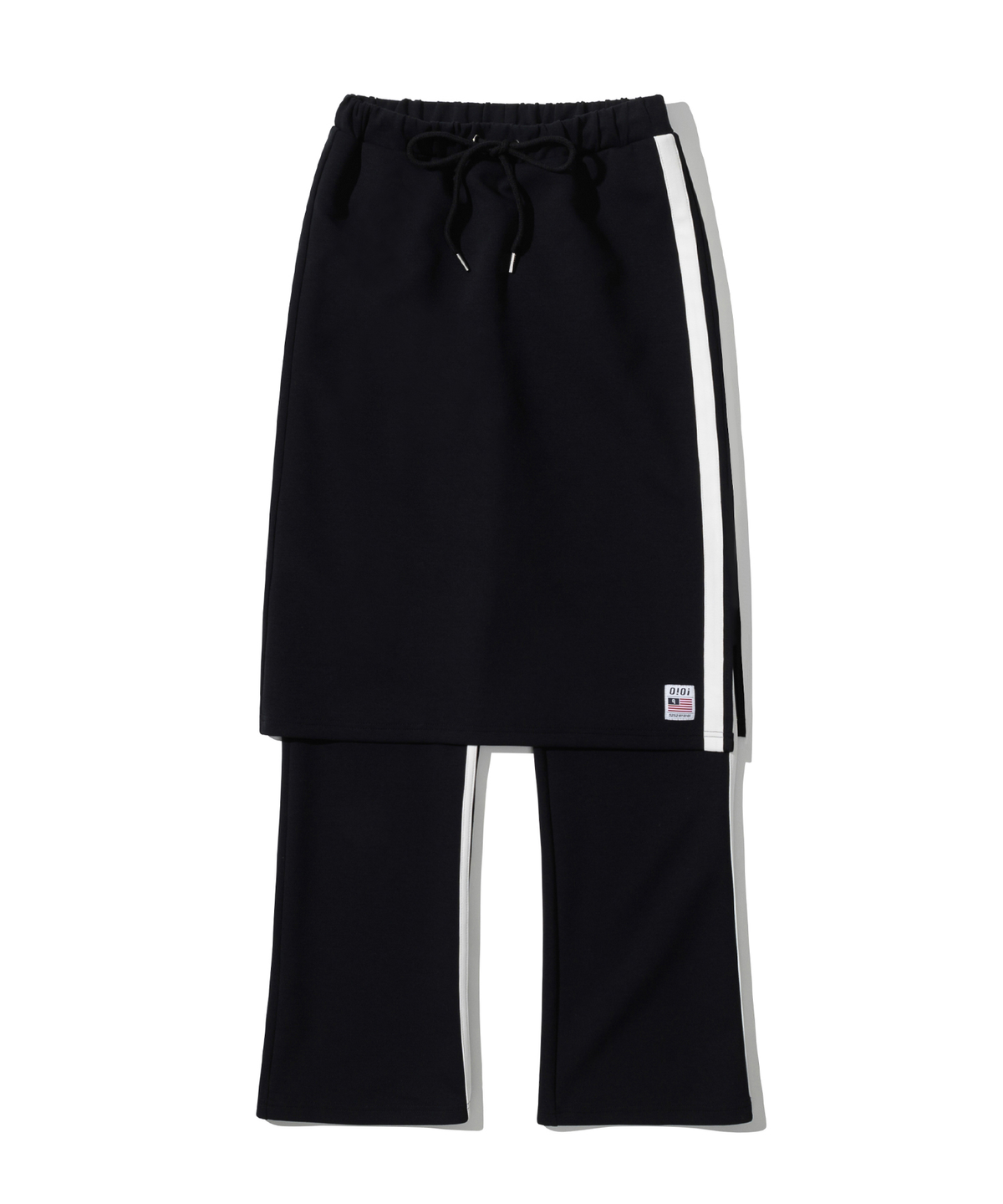 오아이오아이 컬렉션(OIOI COLLECTION) COLOR BLOCK TRACK SKIRT PANTS [BLACK]