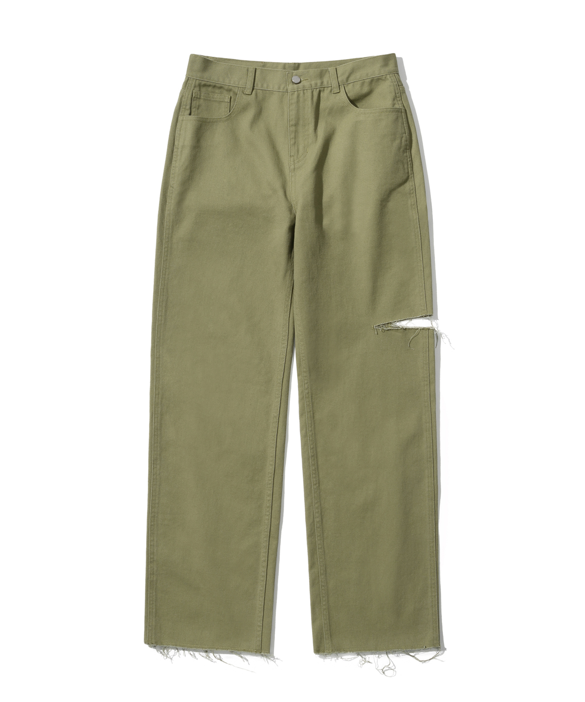 오아이오아이 컬렉션(OIOI COLLECTION) CUT OUT COLORED DENIM PANTS [KHAKI]