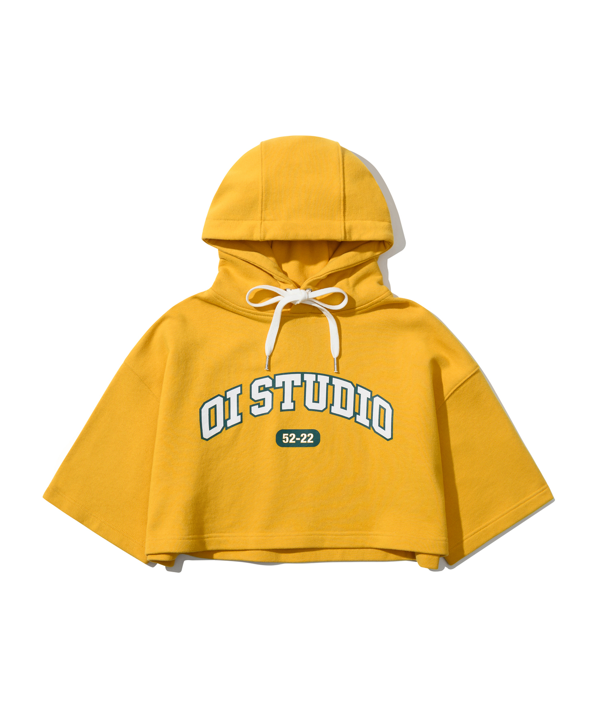 오아이오아이 컬렉션(OIOI COLLECTION) ARCH LOGO CROP HOODIE [MUSTARD]