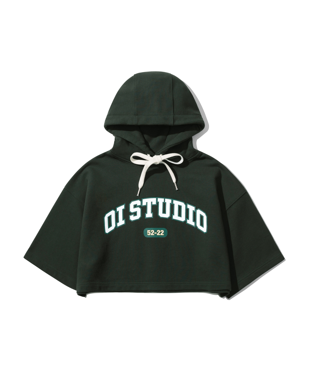오아이오아이 컬렉션(OIOI COLLECTION) ARCH LOGO CROP HOODIE [KHAKI]