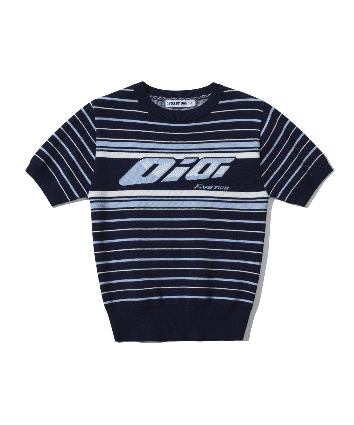 오아이오아이 컬렉션(OIOI COLLECTION) ITALIC OIOI STRIPE KNIT SWEATER [NAVY]