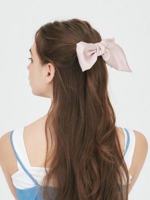 22s/s 베이비핑크 사이드 리본 헤어핀 Ia110