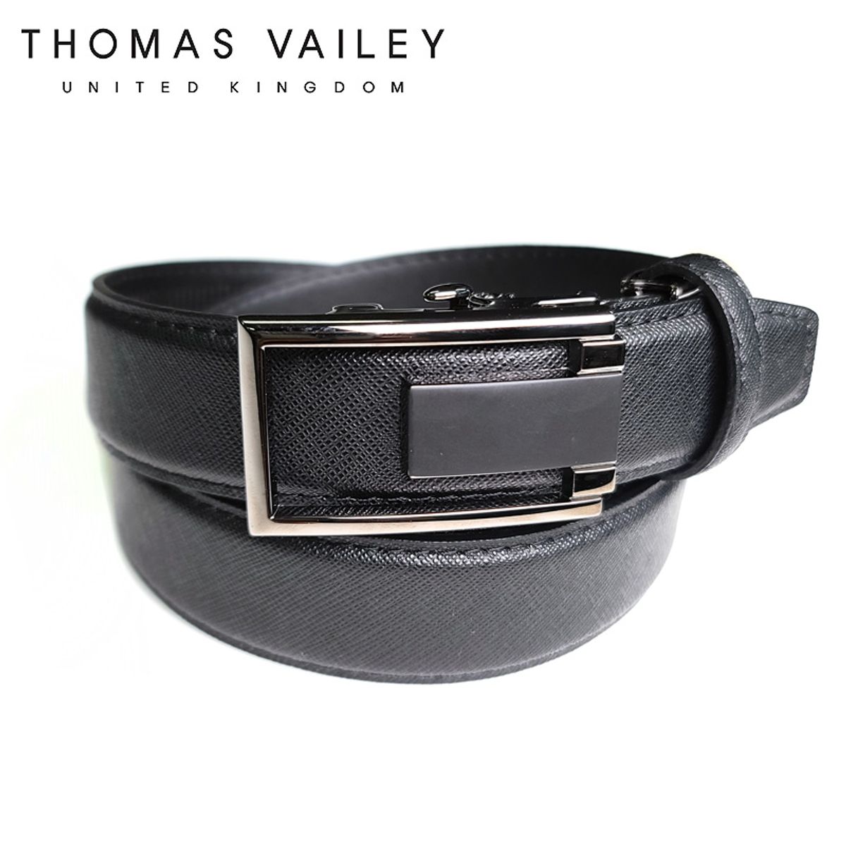 토마스 베일리(THOMAS VAILEY) 로고리스 자동 벨트 바 블랙