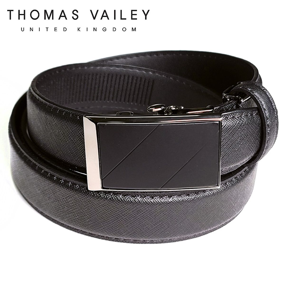 토마스 베일리(THOMAS VAILEY) 로고리스 자동 벨트 슬릿 블랙