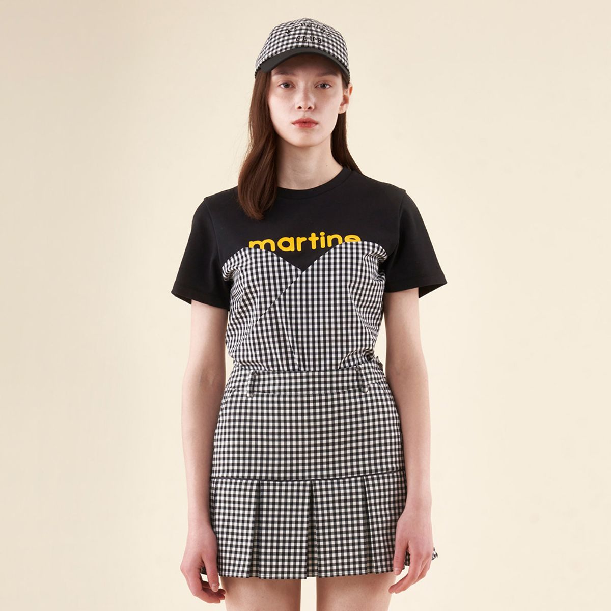 마틴골프(MARTINE GOLF) Gingham Check Crop Shirts_Black