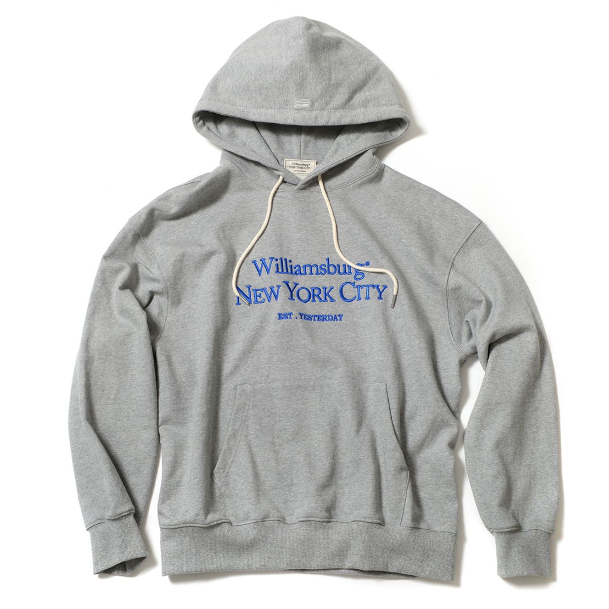 윌리엄스버그 뉴욕시티(WILLIAMSBURG NEWYORK CITY) Classic Logo Needlework Hoodie_Melange Grey