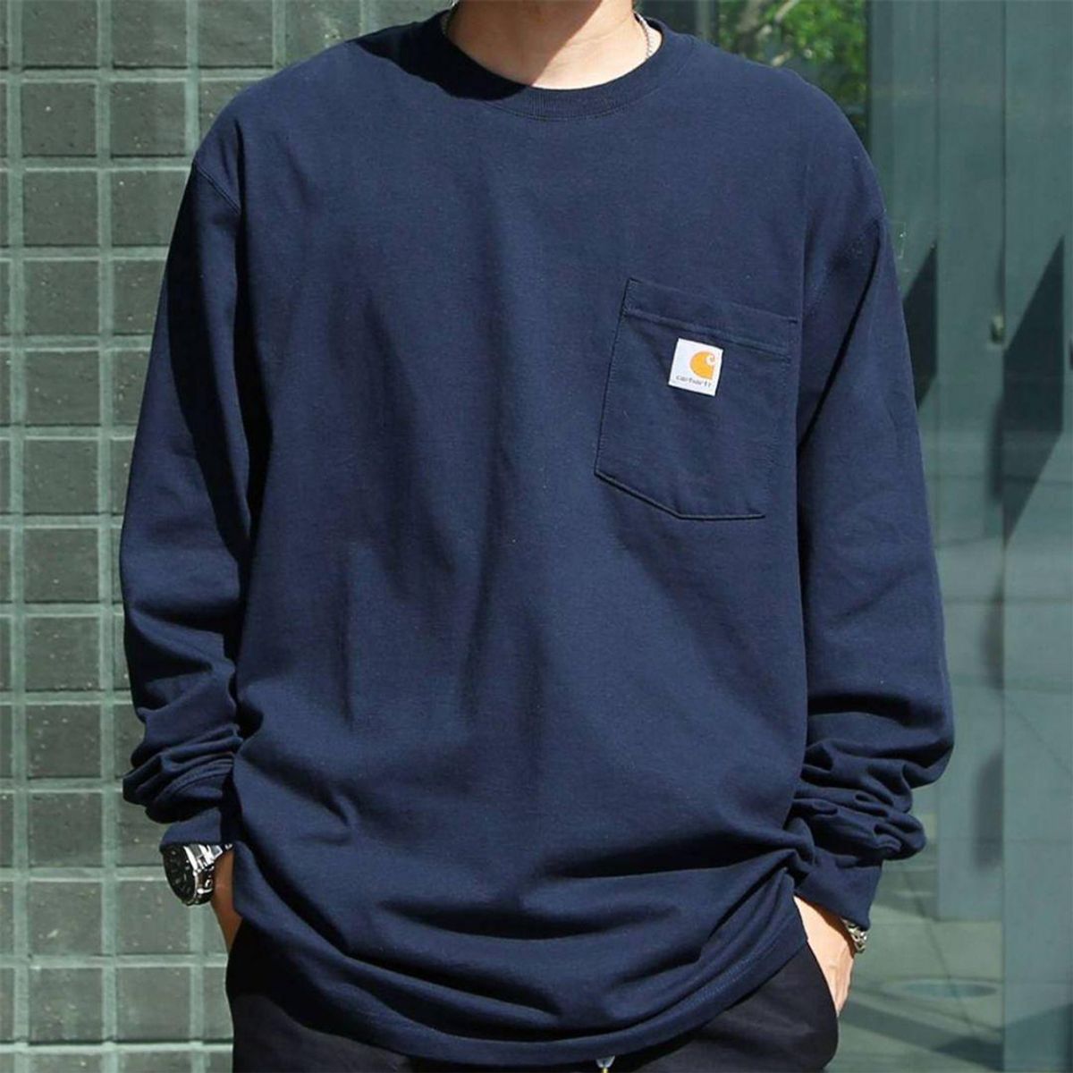 칼하트(CARHARTT) K126 포켓 긴팔 티셔츠 (네이비) - 사이즈 & 후기 | 무신사